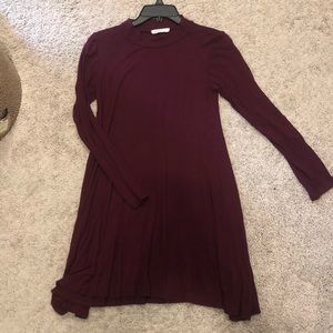 Burgundy mock neck tunic dress